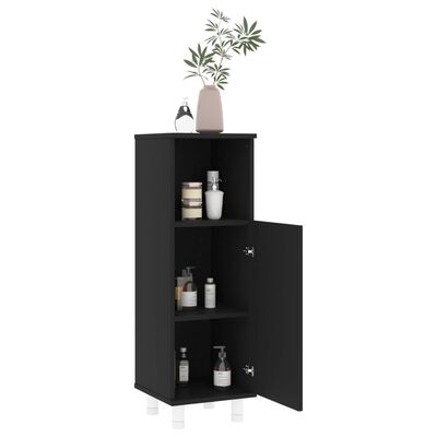 vidaXL Badezimmerschrank Schwarz 30x30x95 cm Holzwerkstoff