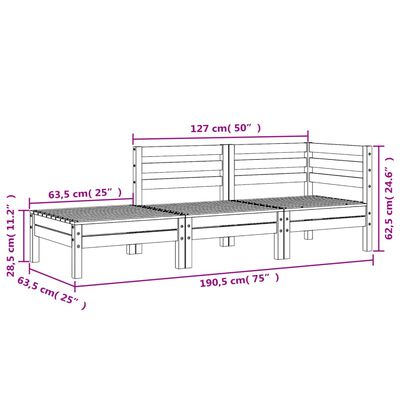 vidaXL Gartensofa 3-Sitzer Massivholz Douglasie