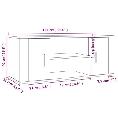 vidaXL TV-Schrank Schwarz 100x35x40 cm Holzwerkstoff