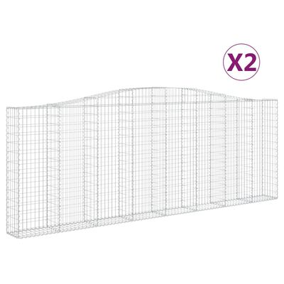 vidaXL Gabionen mit Hochbogen 2 Stk. 400x30x140/160cm Verzinktes Eisen