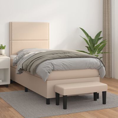 vidaXL Boxspringbett mit Matratze Cappuccino-Braun 80x200cm Kunstleder