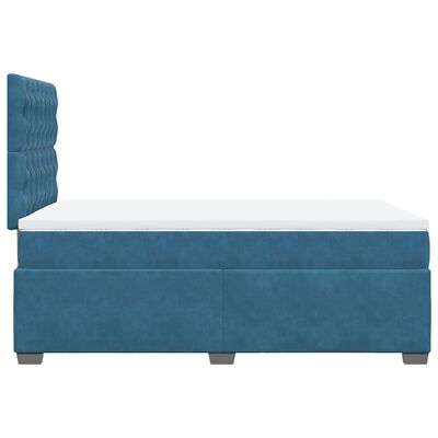 vidaXL Boxspringbett mit Matratze Blau 120x190 cm Samt