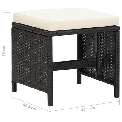 vidaXL 4-tlg. Gartenstuhl und Hocker Set Poly Rattan Schwarz