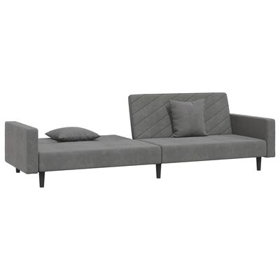 vidaXL Schlafsofa 2-Sitzer mit 2 Kissen Dunkelgrau Samt