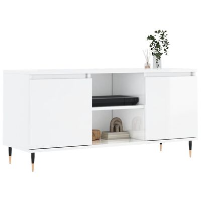 vidaXL TV-Schrank Hochglanz-Weiß 104x35x50 cm Holzwerkstoff