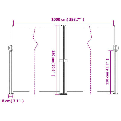 vidaXL Seitenmarkise Ausziehbar Rot 180x1000 cm