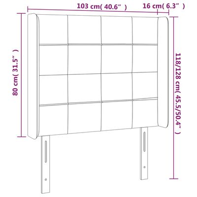 vidaXL LED Kopfteil Schwarz 103x16x118/128 cm Stoff