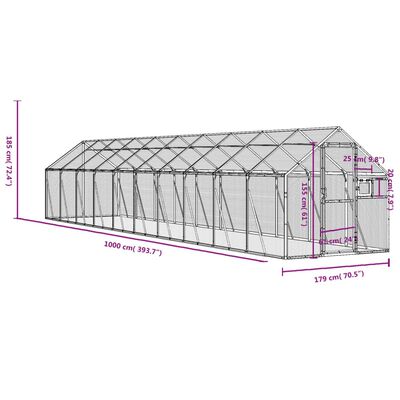 vidaXL Voliere Silbern 1,79x10x1,85 m Aluminium