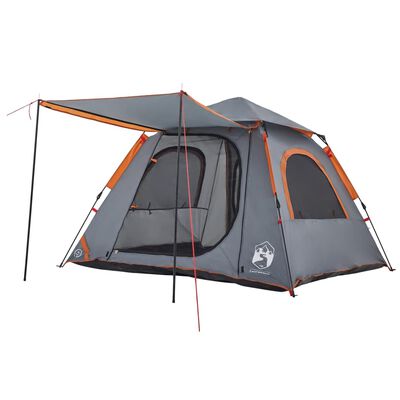 vidaXL Kuppel-Campingzelt 4 Personen Grau und Orange Quick Release