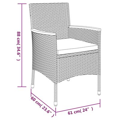 vidaXL 5-tlg. Garten-Essgruppe mit Kissen Grau Poly Rattan