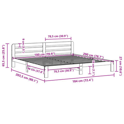 vidaXL Massivholzbett ohne Matratze Weiß 180x200 cm Kiefernholz