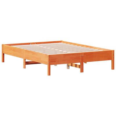 vidaXL Massivholzbett ohne Matratze Wachsbraun 135x190 cm Kiefernholz