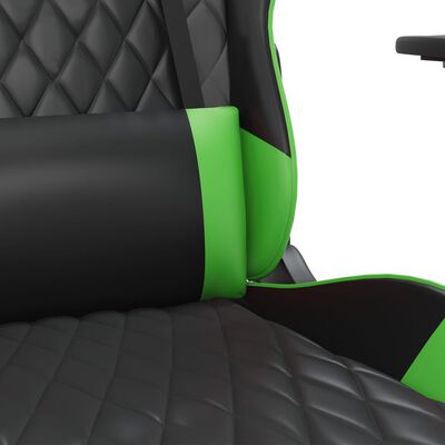 vidaXL Gaming-Stuhl mit Massage & Fußstütze Schwarz & Grün Kunstleder