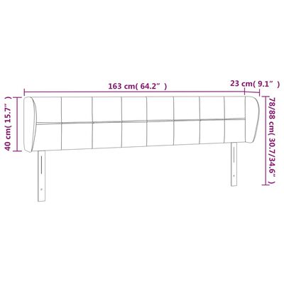 vidaXL Kopfteil mit Ohren Creme 163x23x78/88 cm Stoff