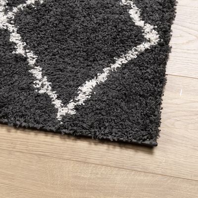 vidaXL Teppich Shaggy Hochflor Modern Schwarz und Creme 160x160 cm