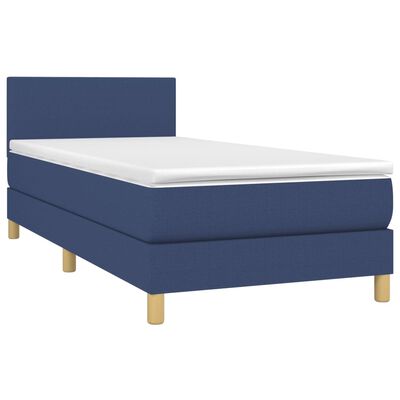 vidaXL Boxspringbett mit Matratze & LED Blau 100x200 cm Stoff