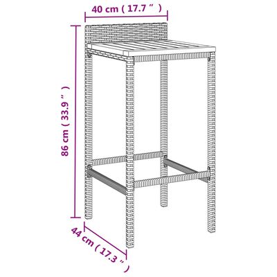 vidaXL 5-tlg. Gartenbar-Set Grau Poly Rattan & Massivholz Akazie