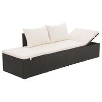 vidaXL Outdoor-Lounge-Bett mit Polster & Kissen Poly Rattan Schwarz