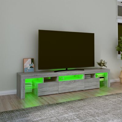 vidaXL TV-Schrank mit LED-Leuchten Grau Sonoma 200x36,5x40 cm