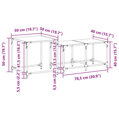 vidaXL Satztische 2 Stk. mit Glasplatte Transparent Stahl