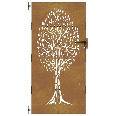 vidaXL Gartentor 85x200 cm Cortenstahl Baum-Design