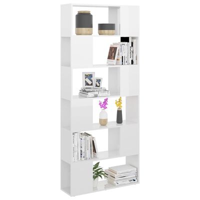 vidaXL Bücherregal Raumteiler Hochglanz-Weiß 80x24x186cm Holzwerkstoff