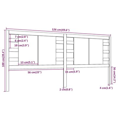 vidaXL Kopfteil Schwarz 126x4x100 cm Massivholz Kiefer