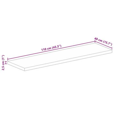 vidaXL Tischplatte 110x40x2,5 cm Rechteckig Altholz Massiv