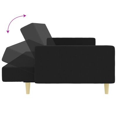 vidaXL Schlafsofa 2-Sitzer mit Fußhocker Schwarz Stoff