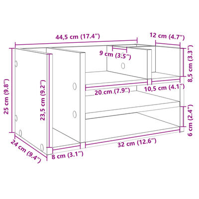 vidaXL Schreibtisch-Organizer Weiß 44,5x24x25 cm Holzwerkstoff