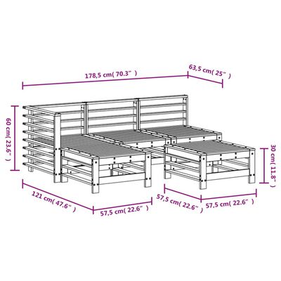 vidaXL 5-tlg. Garten-Lounge-Set Weiß Massivholz Kiefer