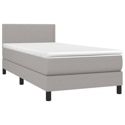 vidaXL Boxspringbett mit Matratze Hellgrau 90x190 cm Stoff