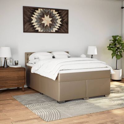 vidaXL Boxspringbett Matratze Cappuccino-Braun 140x200cm Kunstleder