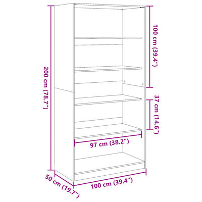 vidaXL Kleiderschrank Betongrau 100x50x200 cm Holzwerkstoff