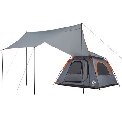 vidaXL Kuppel-Campingzelt 4 Personen Grau und Orange Quick Release