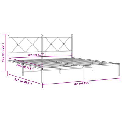 vidaXL Bettgestell mit Kopfteil Metall Weiß 180x200 cm