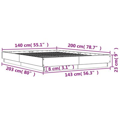 vidaXL Bettgestell Braun Eichen-Optik 140x200 cm Holzwerkstoff