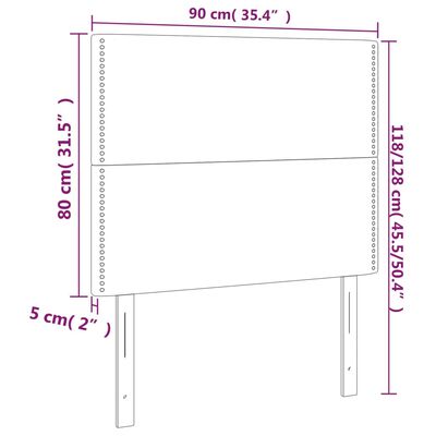 vidaXL LED Kopfteil Dunkelgrau 90x5x118/128 cm Stoff