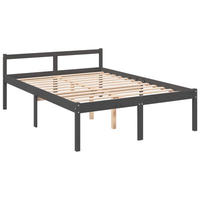 vidaXL Seniorenbett mit Kopfteil 120x200 cm Grau Massivholz