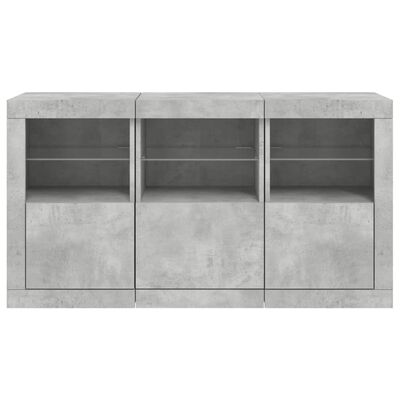 vidaXL Sideboard mit LED-Leuchten Betongrau 123x37x67 cm