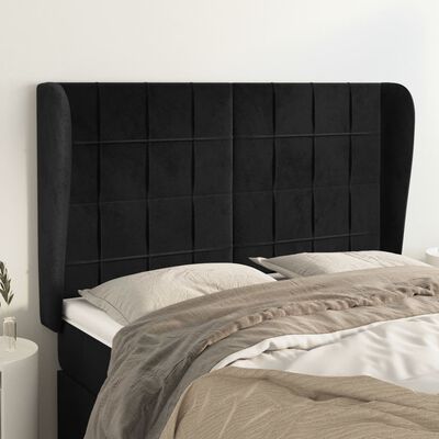 vidaXL Kopfteil mit Ohren Schwarz 147x23x118/128 cm Samt