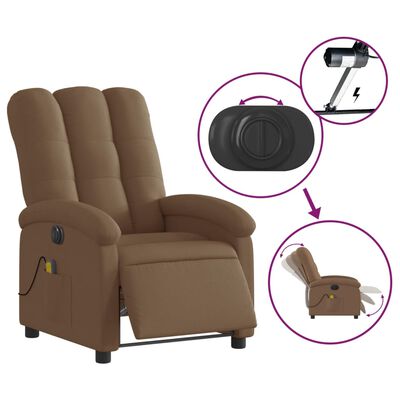 vidaXL Massagesessel Elektrisch Braun Stoff