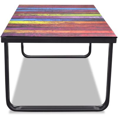 vidaXL Couchtisch mit Glasplatte Regenbogen-Aufdruck