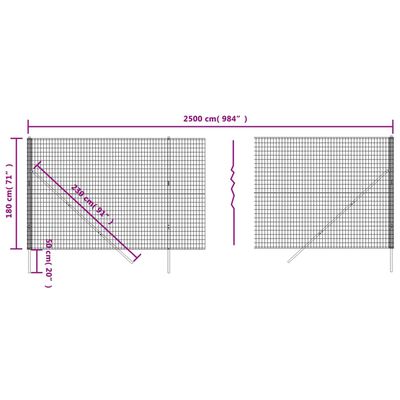 vidaXL Maschendrahtzaun Grün 1,8x25 m Verzinkter Stahl