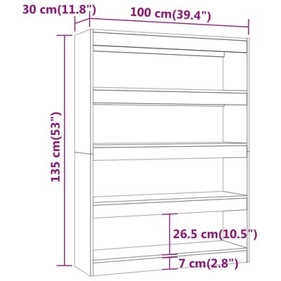 vidaXL Bücherregal/Raumteiler Betongrau 100x30x135 cm