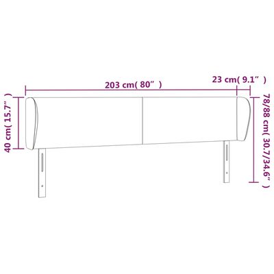 vidaXL Kopfteil mit Ohren Grau 203x23x78/88 cm Kunstleder