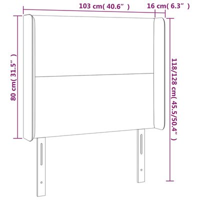 vidaXL LED Kopfteil Dunkelgrau 103x16x118/128 cm Samt