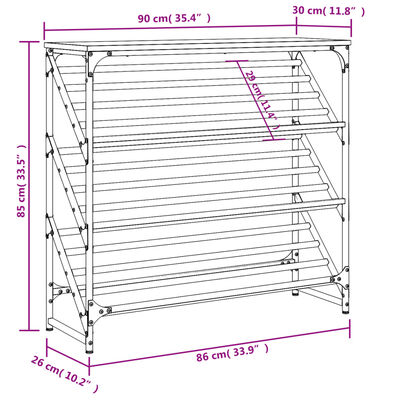 vidaXL Schuhregal Sonoma-Eiche 90x30x85 cm Holzwerkstoff