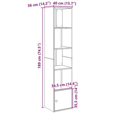 vidaXL Bücherregal Betongrau 40x36x189 cm Holzwerkstoff