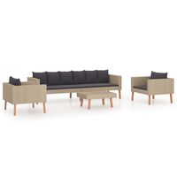 vidaXL 4-tlg. Garten-Lounge-Set mit Auflagen Poly Rattan Beige